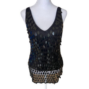 Oopsees Black Sequin Disc Mesh Top - image 1